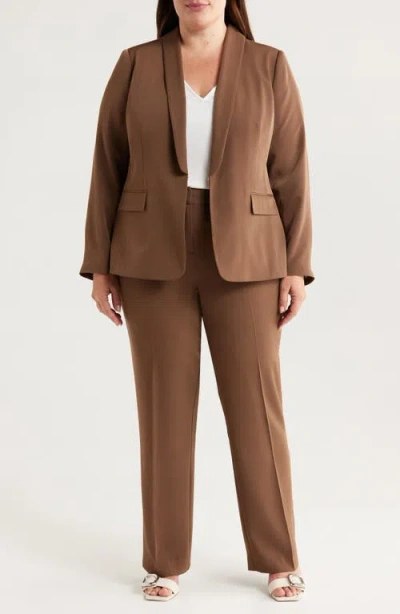 Tahari Asl Brushed Woven One-button Blazer