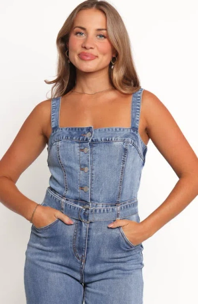 Petal And Pup Petal & Pup Edan Belted Denim Jumpsuit In Blue