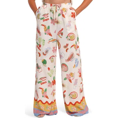 Petal And Pup Petal & Pup Suit Print Wide Leg Pants In White