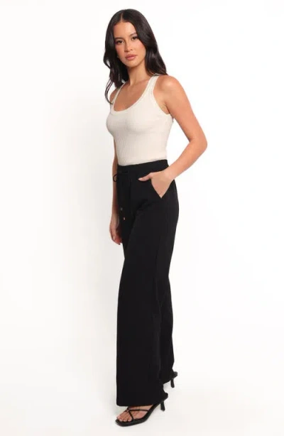 Petal And Pup Petal & Pup Tie Waist Wide Leg Crepe Pants In Black