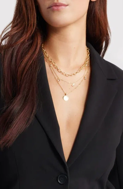Nordstrom Set Of 2 Crystal Charm Layered Necklaces