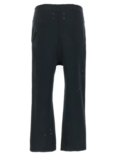 Maison Margiela Distressed Graffiti Joggers Elastic Waistband In Blue