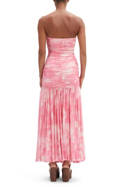 Bardot Solana Blurred Floral Drop Waist Mesh Maxi Dress In Pink Flora