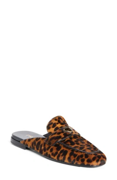 Prada Leather Leopard Logo Mules