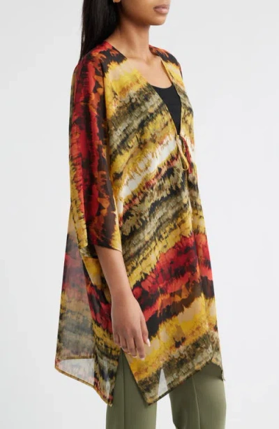 Anne Klein Plus Size Open-front Scarf-print Kimono