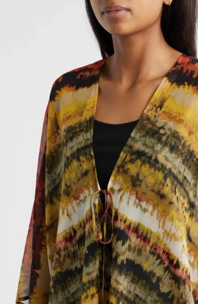 Anne Klein Plus Size Open-front Scarf-print Kimono