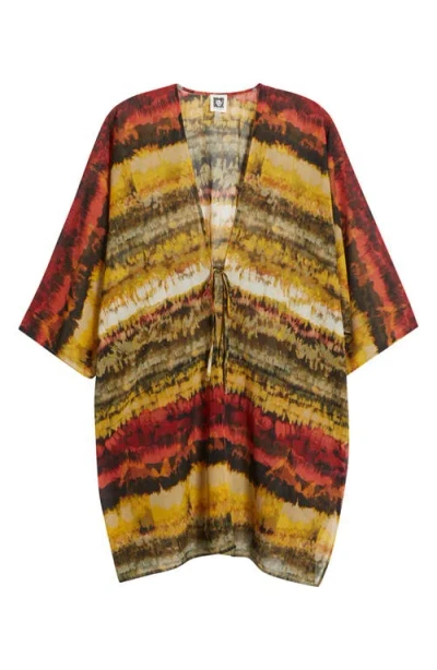 Anne Klein Plus Size Open-front Scarf-print Kimono