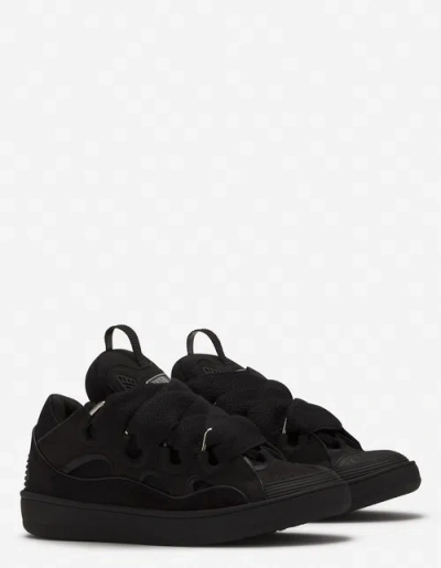 Lanvin Curb Black Leather Blend Sneakers
