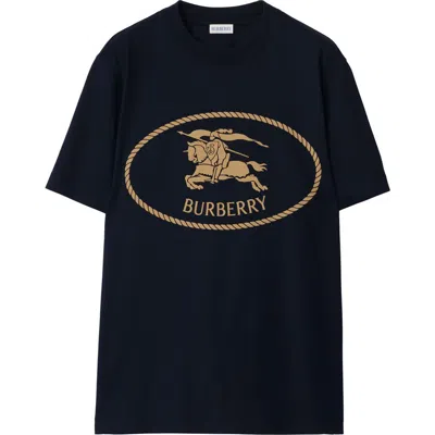 Burberry Knight Stamp Cotton T-shirt In Black
