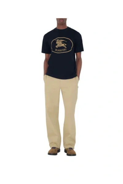 Burberry Knight Stamp Cotton T-shirt In Black
