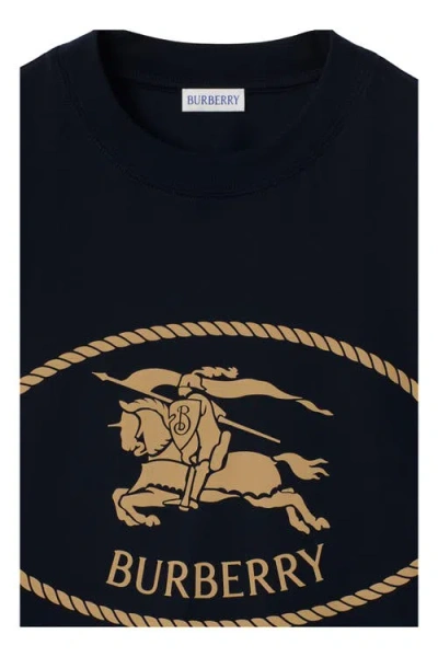 Burberry Knight Stamp Cotton T-shirt In Black