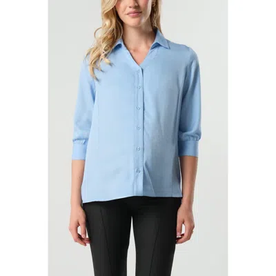 Marion No-gap 3/4 Sleeve Maternity & Nursing Button Down Shirt With Bra Concealing Design