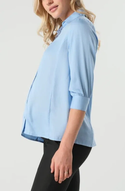 Marion No-gap 3/4 Sleeve Maternity & Nursing Button Down Shirt With Bra Concealing Design