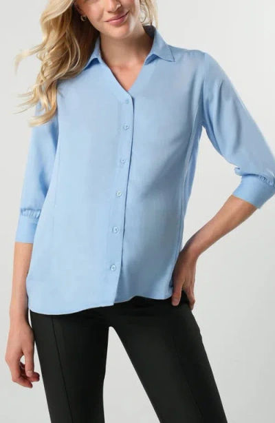 Marion No-gap 3/4 Sleeve Maternity & Nursing Button Down Shirt With Bra Concealing Design