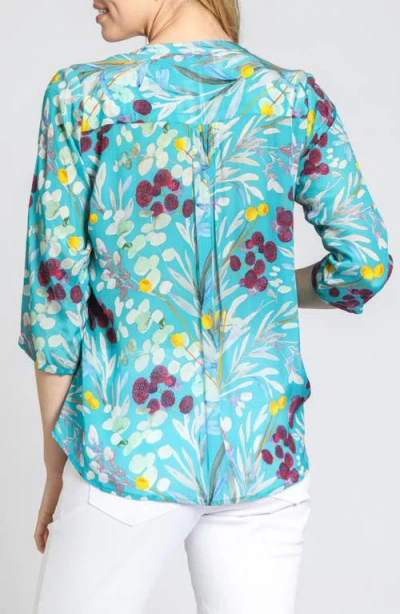 Apny Print Tassel Split Neck Chiffon Top In Multi