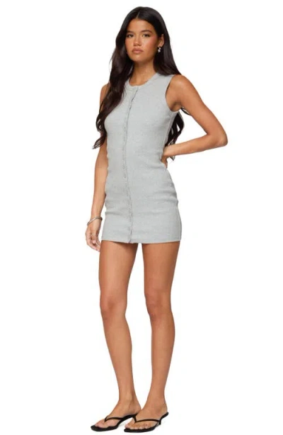 Edikted Rey Button Up Ribbed Mini Dress