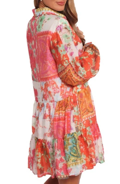 Petal And Pup Petal & Pup Helene Long Sleeve Shirtdress In Red