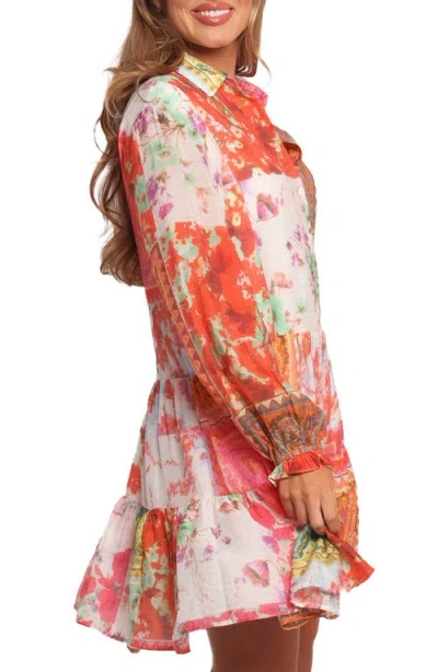 Petal And Pup Petal & Pup Helene Long Sleeve Shirtdress In Red