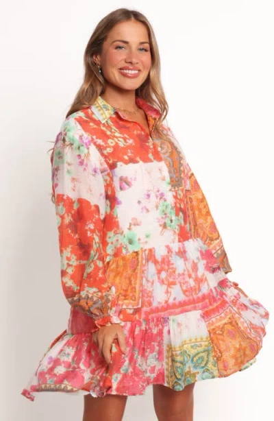 Petal And Pup Petal & Pup Helene Long Sleeve Shirtdress In Red