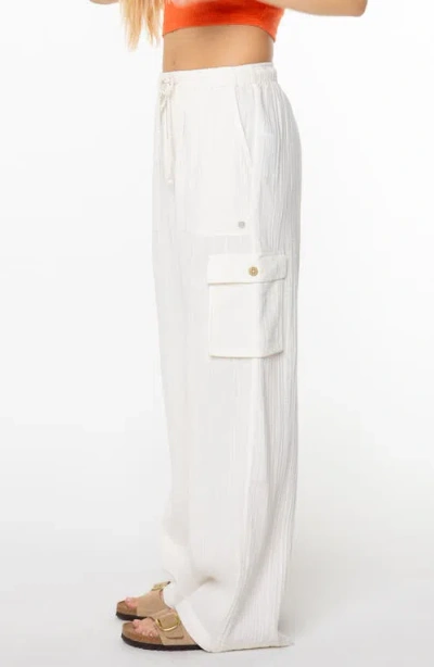 Roxy Precious Cargo Beach Cotton Gauze Pants In White