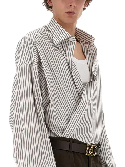 Dolce & Gabbana Camicia Oversize In Popeline A Righe