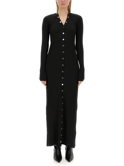 Attico Black Viscose Long Cardigan