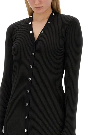 Attico Black Viscose Long Cardigan