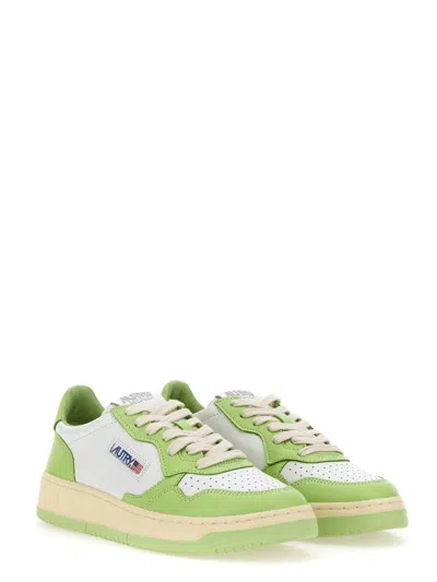 Autry White And Green Two-tone Leather Medalist Low Sneakers