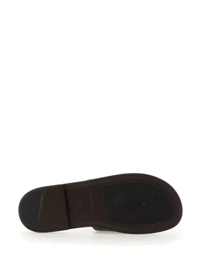Dolce & Gabbana Black Sandals With Dg Logo Cut-out In Leather Man