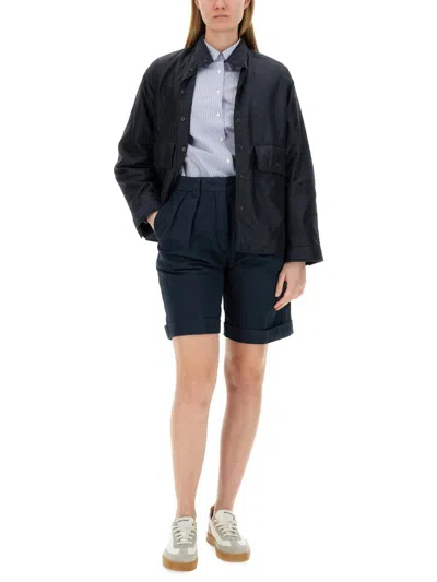 Aspesi Tailored High-waisted Cotton-linen Shorts With Pleated Front