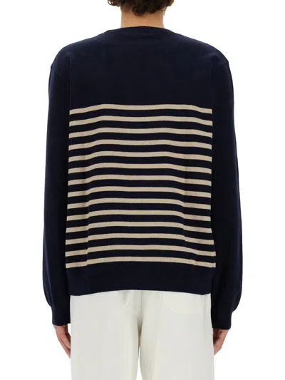 Apc A.p.c. Mattew Striped Crewneck Knitted Sweatshirt