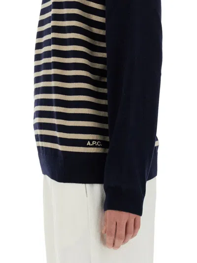 Apc A.p.c. Mattew Striped Crewneck Knitted Sweatshirt