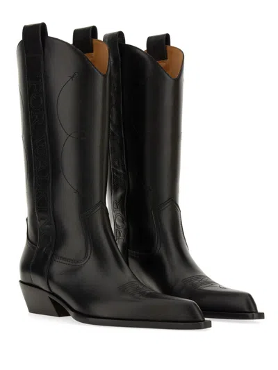 Off-white For Walking Leather Western Boots With Embroideries