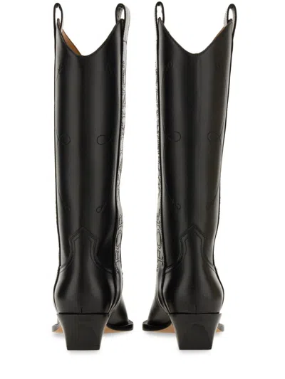 Off-white For Walking Leather Western Boots With Embroideries