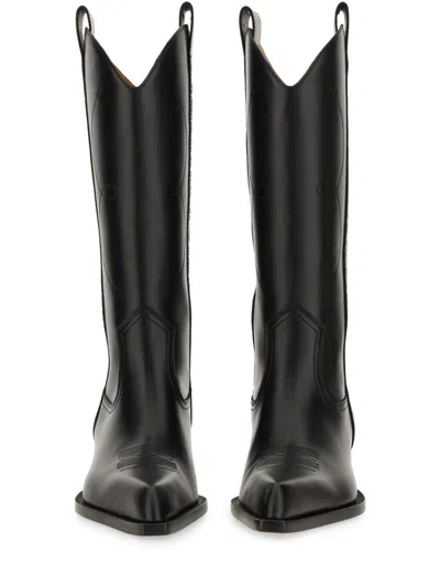 Off-white For Walking Leather Western Boots With Embroideries