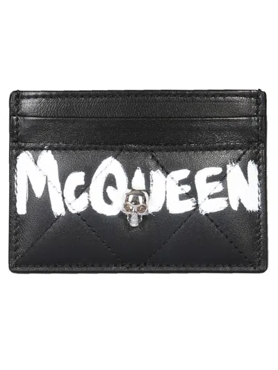 Alexander Mcqueen Quilted Leather Card Holder With Printed Logo