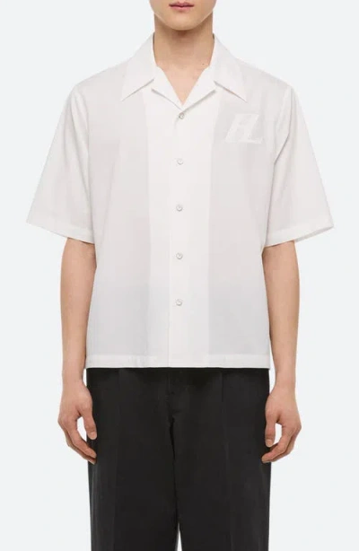 Helmut Lang Boxy Soft Broad Poplin Camp Shirt In White