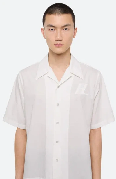 Helmut Lang Boxy Soft Broad Poplin Camp Shirt In White
