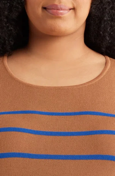 Tahari Asl Plus Size Striped Short-sleeve Top