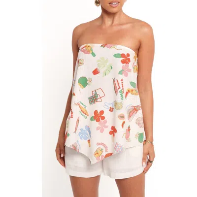Petal And Pup Petal & Pup Sui Print Strapless Top In White