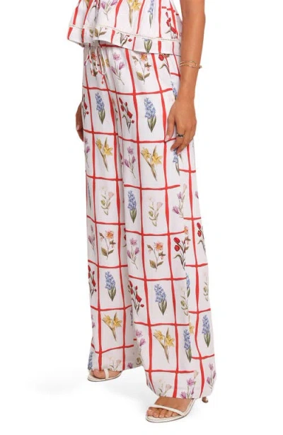 Petal And Pup Petal & Pup Jovique Floral Strapless Top & Wide Leg Pants Set In White
