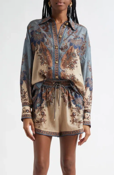 Zimmermann Ascension Silk Manstyle Shirt In Multi