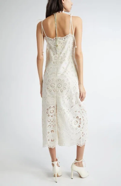 Zimmermann Rhiannon Guipure Lace-trimmed Voile Midi Dress In White