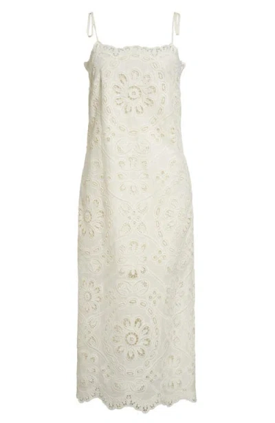 Zimmermann Rhiannon Guipure Lace-trimmed Voile Midi Dress In White