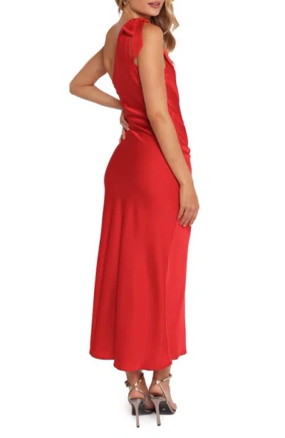 Petal And Pup Petal & Pup Tatiana One-shoulder Satin Gown In Red