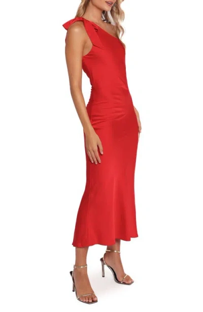 Petal And Pup Petal & Pup Tatiana One-shoulder Satin Gown In Red