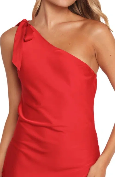 Petal And Pup Petal & Pup Tatiana One-shoulder Satin Gown In Red