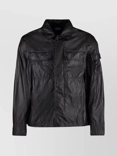 C.p. Company Lightweight Black Polyamide Casual Jacket With Classic Collar