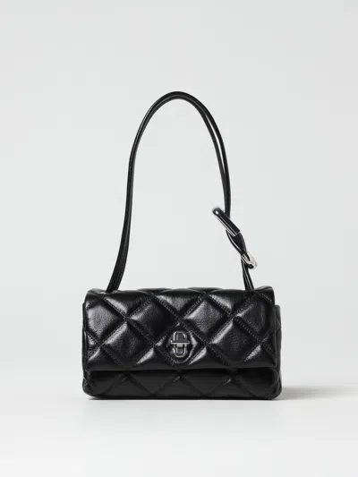 Marc Jacobs The Mini Dual Black Diamond-quilted Crossbody Bag With Top Handle In Leather Woman In Black