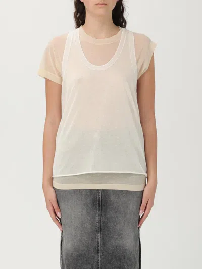 Pinko Layered Sheer Cotton T-shirt With Cap Sleeves